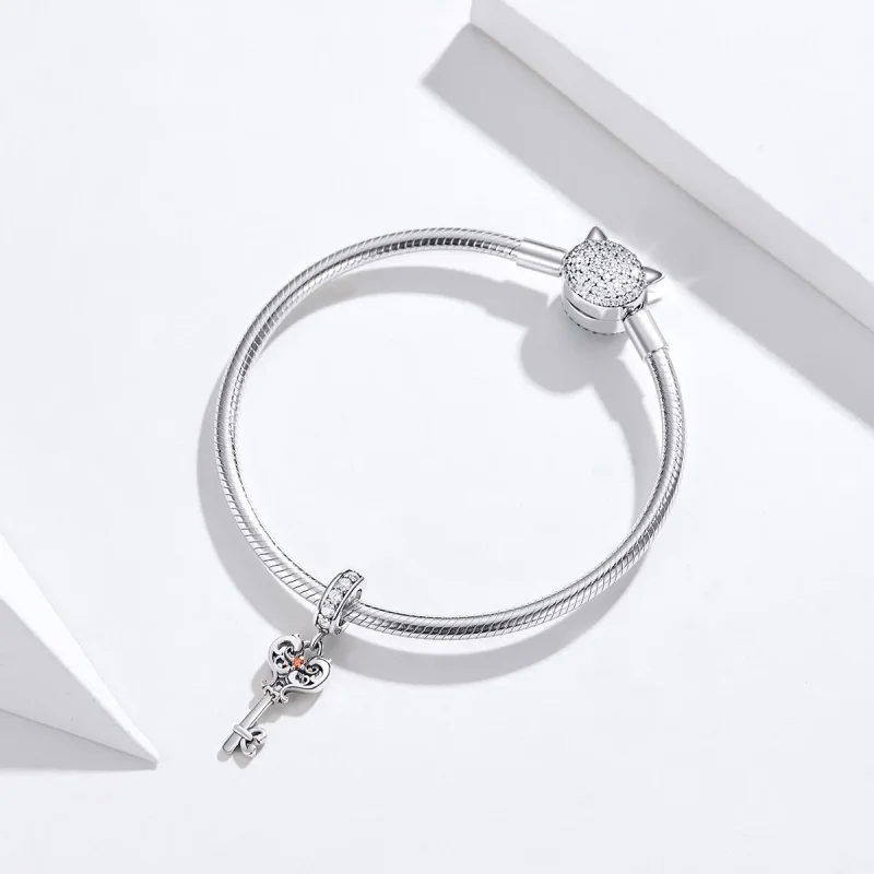 (imagine pentru) Talisman pandantiv Tip Pandora cu Heartslock din argint - BSC092 - Vizualizare 3