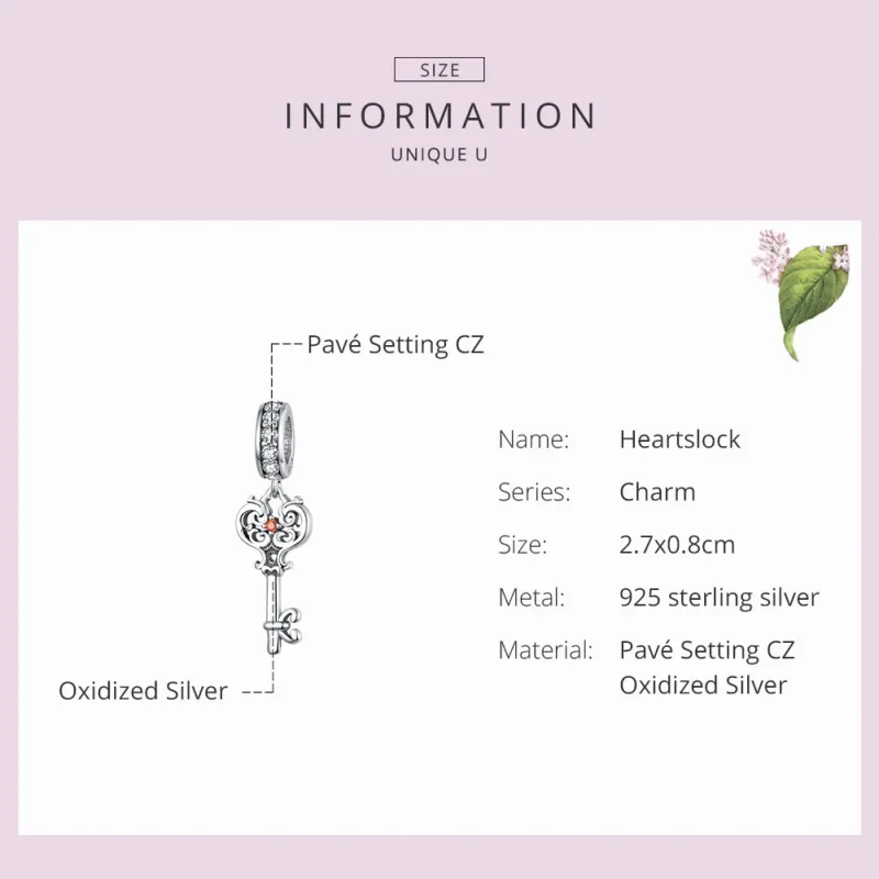 (imagine pentru) Talisman pandantiv Tip Pandora cu Heartslock din argint - BSC092 - Vizualizare 6