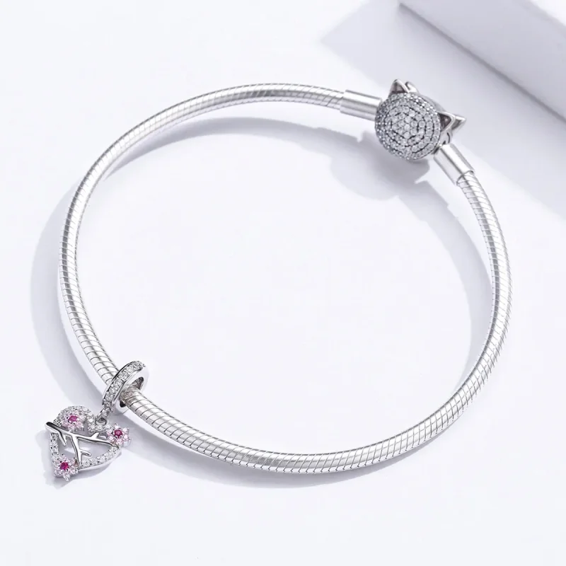 (imagine pentru) Talisman pandantiv Tip Pandora cu Inimă de floare de prun din argint - BSC151 - Vizualizare 3