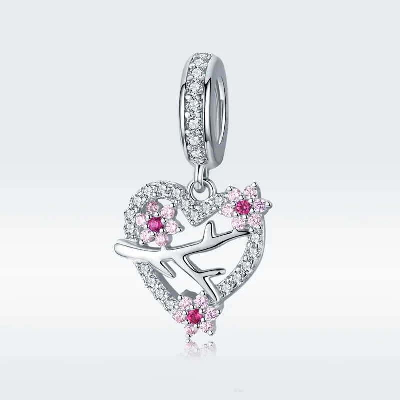 (imagine pentru) Talisman pandantiv Tip Pandora cu Inimă de floare de prun din argint - BSC151 - Vizualizare 5