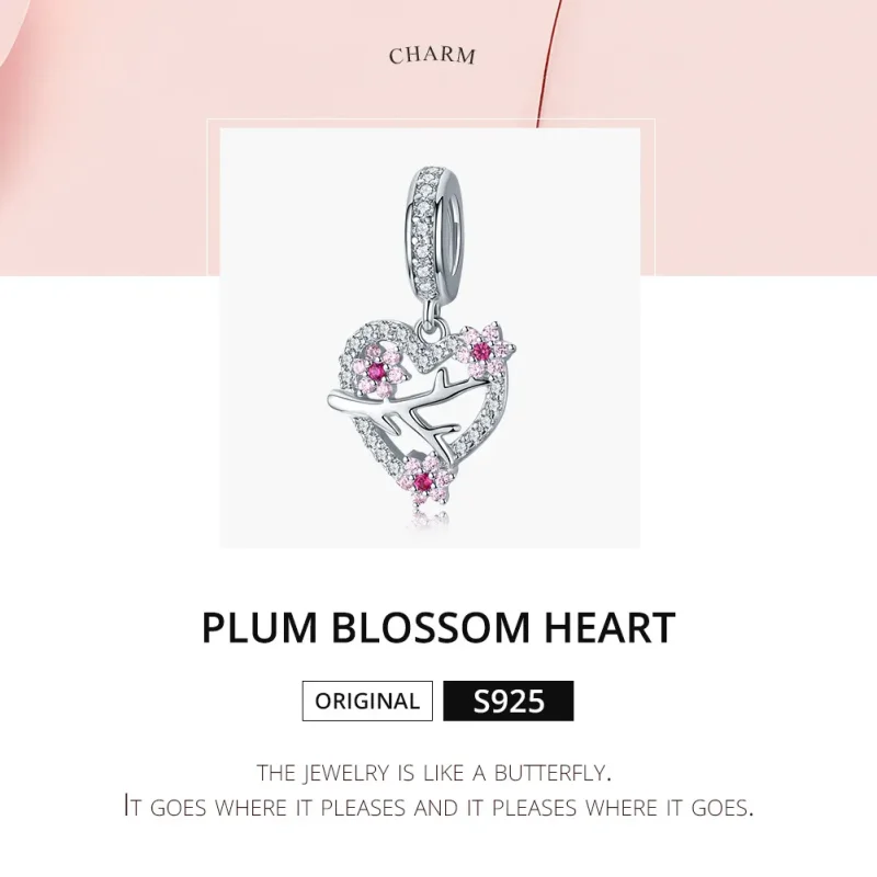 (imagine pentru) Talisman pandantiv Tip Pandora cu Inimă de floare de prun din argint - BSC151 - Vizualizare 6