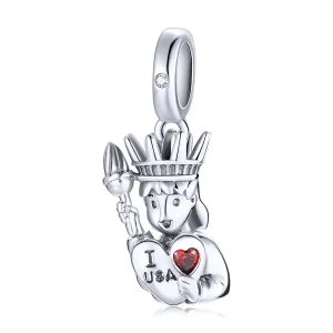 (imagine pentru) Talisman pandantiv Tip Pandora cu Iubesc SUA din argint - SCC1883