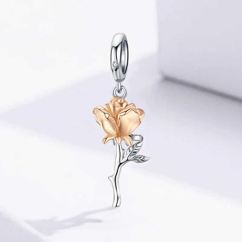 (imagine pentru) Talisman pandantiv Tip Pandora cu Lover Rose Flori în două tonuri în două nuanțe - Vizualizare 2