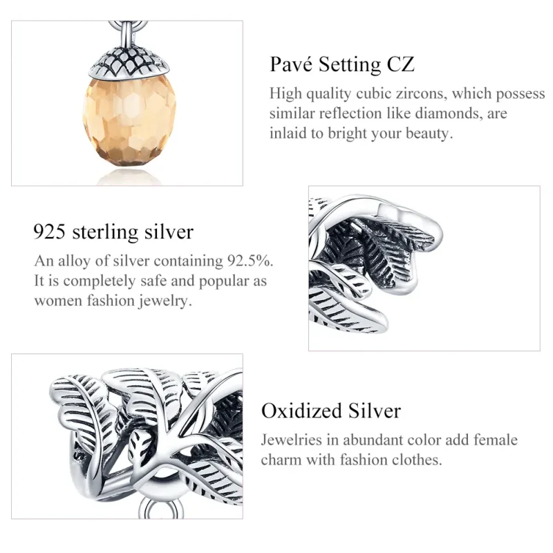 (imagine pentru) Talisman pandantiv Tip Pandora cu Lucky Pine Cone din argint - BSC336 - Vizualizare 7