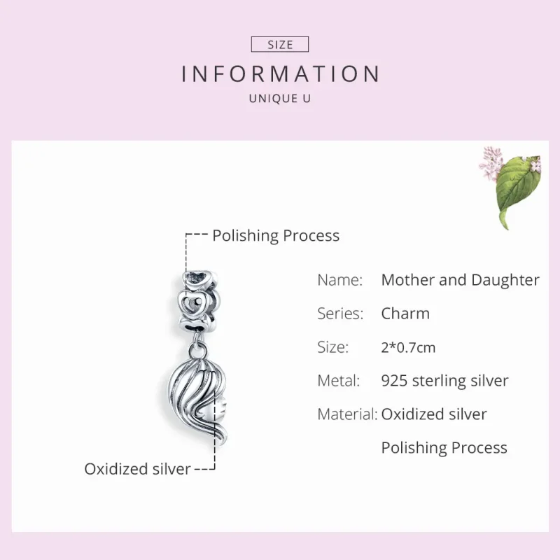 (imagine pentru) Talisman pandantiv Tip Pandora cu Mama si fiica din argint - BSC275 - Vizualizare 7