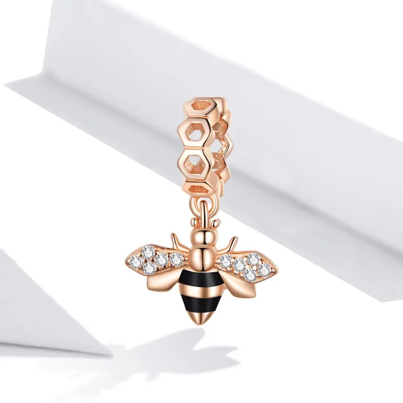 (imagine pentru) Talisman pandantiv Tip Pandora cu Mica albina din aur rose - BSC370 - Vizualizare 2