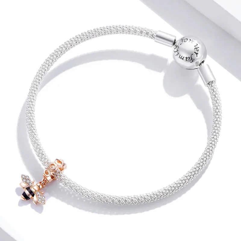 (imagine pentru) Talisman pandantiv Tip Pandora cu Mica albina din aur rose - BSC370 - Vizualizare 3