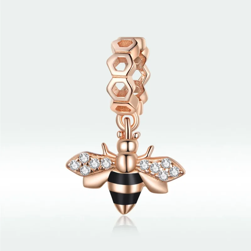 (imagine pentru) Talisman pandantiv Tip Pandora cu Mica albina din aur rose - BSC370 - Vizualizare 5