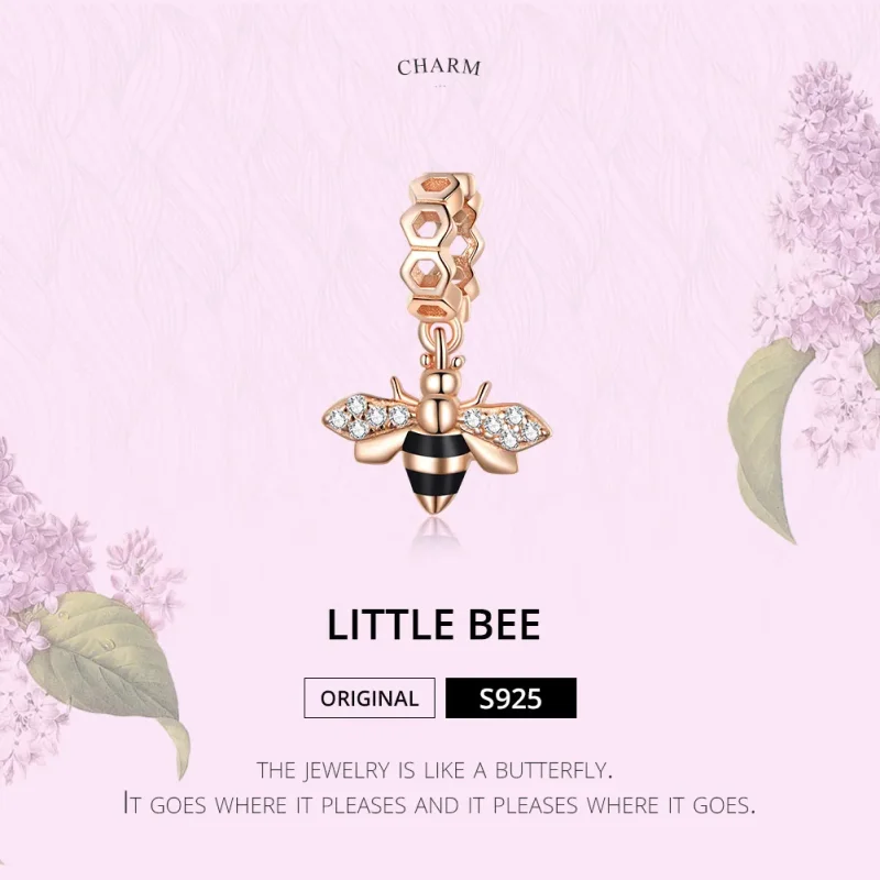 (imagine pentru) Talisman pandantiv Tip Pandora cu Mica albina din aur rose - BSC370 - Vizualizare 6