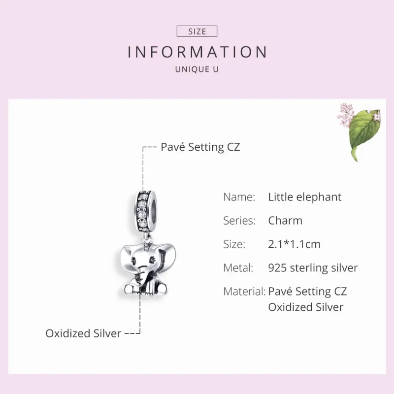 (imagine pentru) Talisman pandantiv Tip Pandora cu Micul Elefant din argint - SCC1338 - Vizualizare 7