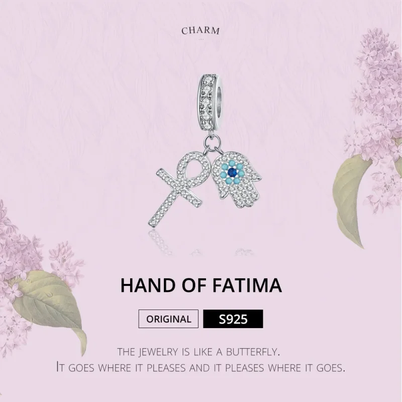 (imagine pentru) Talisman pandantiv Tip Pandora cu Mâna Fatimei din argint - BSC084 - Vizualizare 6