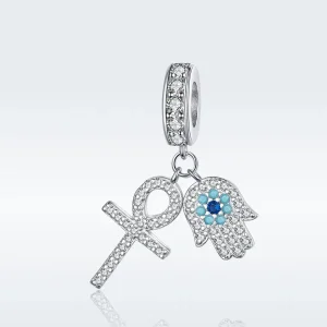 (imagine pentru) Talisman pandantiv Tip Pandora cu Mâna Fatimei din argint - BSC084