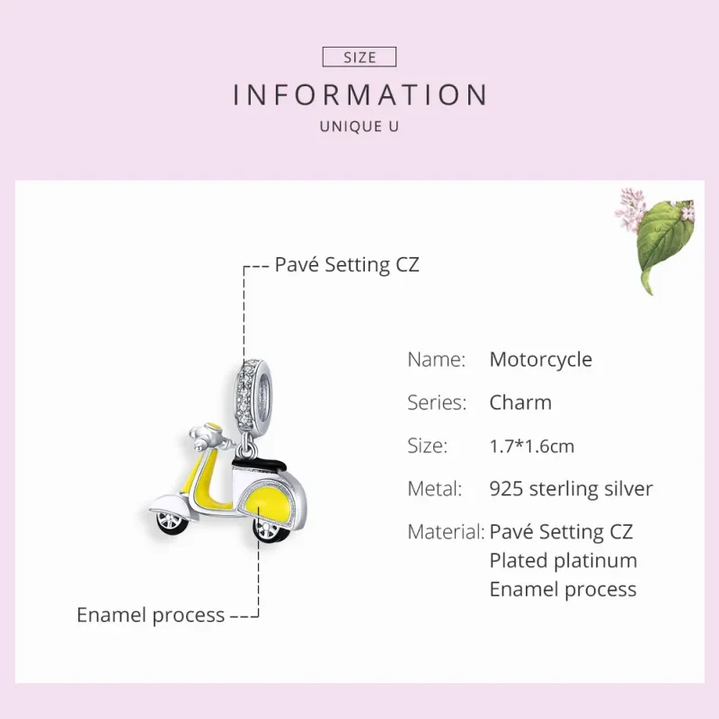 (imagine pentru) Talisman pandantiv Tip Pandora cu Motocicletă din argint - BSC136 - Vizualizare 7