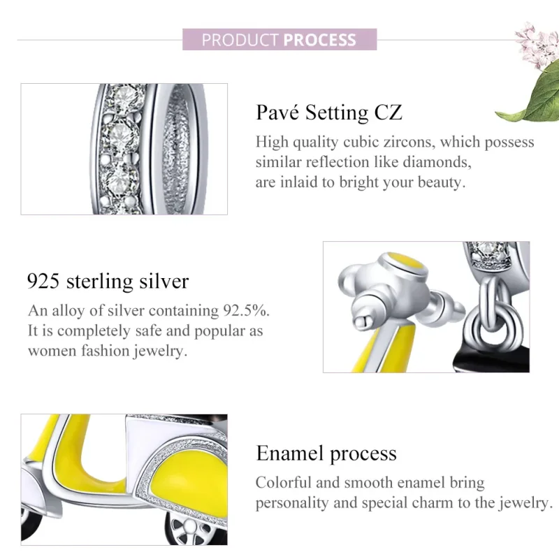 (imagine pentru) Talisman pandantiv Tip Pandora cu Motocicletă din argint - BSC136 - Vizualizare 8