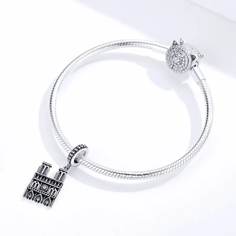(imagine pentru) Talisman pandantiv Tip Pandora cu Motre Dame De Paris din argint - SCC1328 - Vizualizare 3