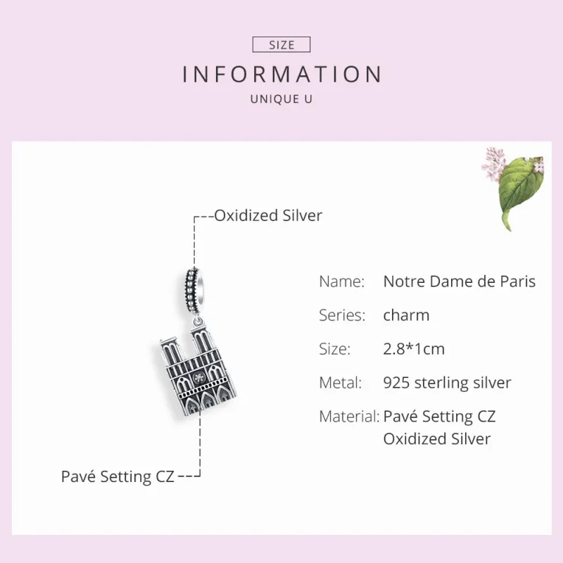 (imagine pentru) Talisman pandantiv Tip Pandora cu Motre Dame De Paris din argint - SCC1328 - Vizualizare 7