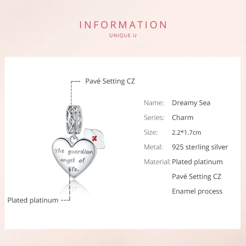 (imagine pentru) Talisman pandantiv Tip Pandora cu Îngerul păzitor al vieții din argint - BSC307 - Vizualizare 6