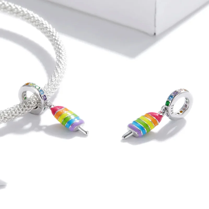 (imagine pentru) Talisman pandantiv Tip Pandora cu Înghețată curcubeu din argint - BSC351 - Vizualizare 3