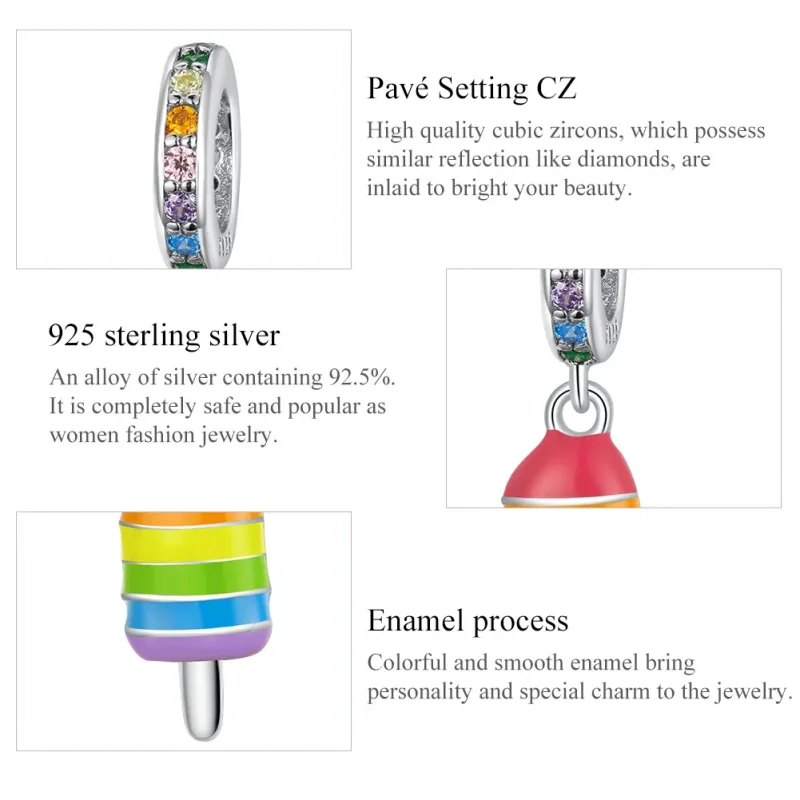(imagine pentru) Talisman pandantiv Tip Pandora cu Înghețată curcubeu din argint - BSC351 - Vizualizare 7