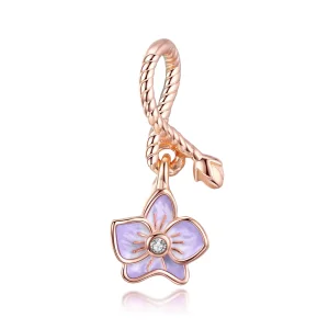 (imagine pentru) Talisman pandantiv Tip Pandora cu Orhidee din aur rose - BSC287