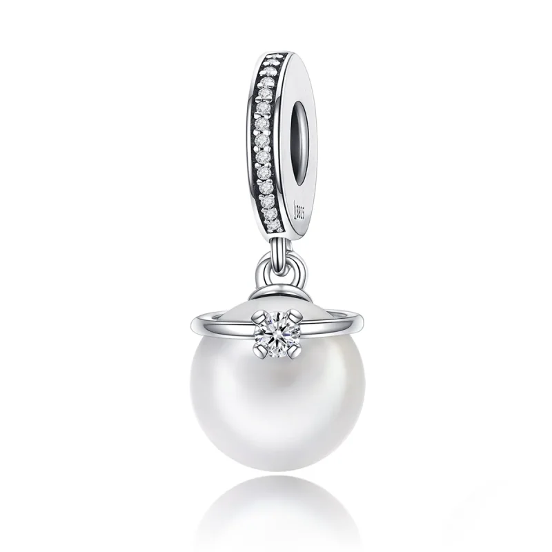 (imagine pentru) Talisman pandantiv Tip Pandora cu Perle elegante din argint - SCC137 - Vizualizare 2