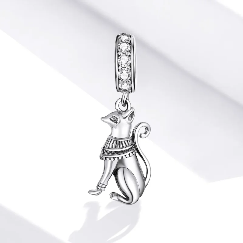 (imagine pentru) Talisman pandantiv Tip Pandora cu Pisica egipteană din argint - SCC1505 - Vizualizare 2