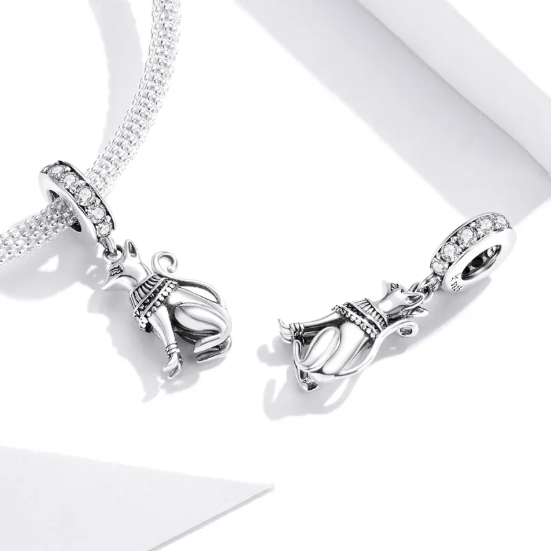 (imagine pentru) Talisman pandantiv Tip Pandora cu Pisica egipteană din argint - SCC1505 - Vizualizare 4