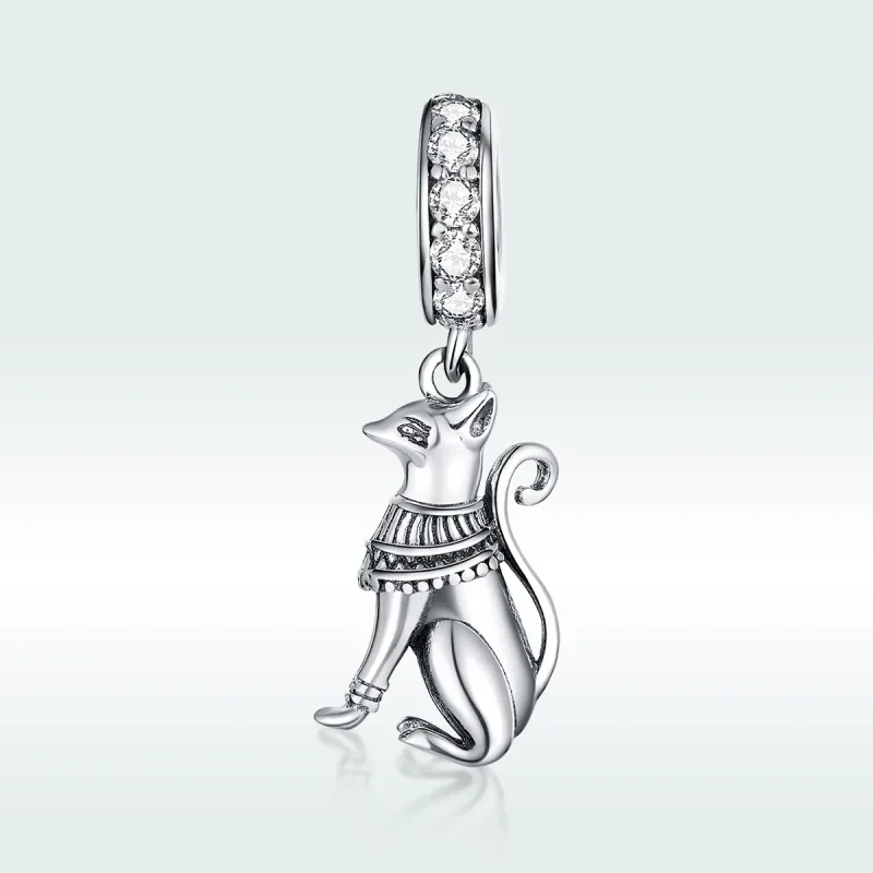 (imagine pentru) Talisman pandantiv Tip Pandora cu Pisica egipteană din argint - SCC1505 - Vizualizare 5