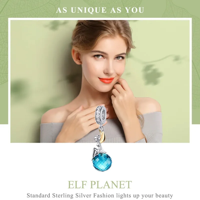 (imagine pentru) Talisman pandantiv Tip Pandora cu Planeta Elf în două tonuri în două nuanțe - BS - Vizualizare 6