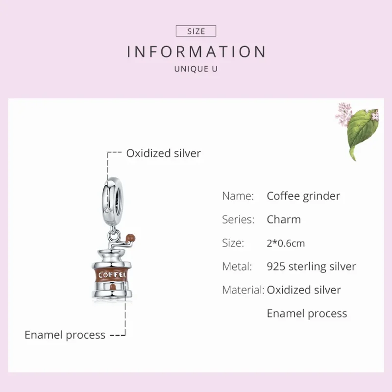 (imagine pentru) Talisman pandantiv Tip Pandora cu Râșniță de cafea din argint - BSC170 - Vizualizare 7