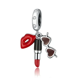 Talisman pandantiv Tip Pandora cu Ruj și ochelari de soare din argint - BSC346 (imagine pentru) Talisman pandantiv Tip Pandora cu Ruj și ochelari de soare din argint - BSC346