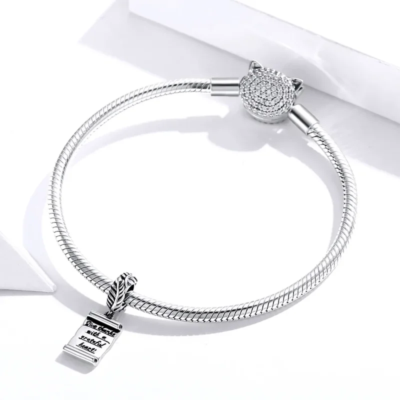 (imagine pentru) Talisman pandantiv Tip Pandora cu Scrisoare scrisă de mână din argint - SCC1605 - Vizualizare 3