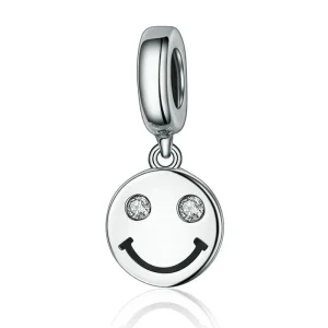 (imagine pentru) Talisman pandantiv Tip Pandora cu Smiley Face în două tonuri din argint - SCC258