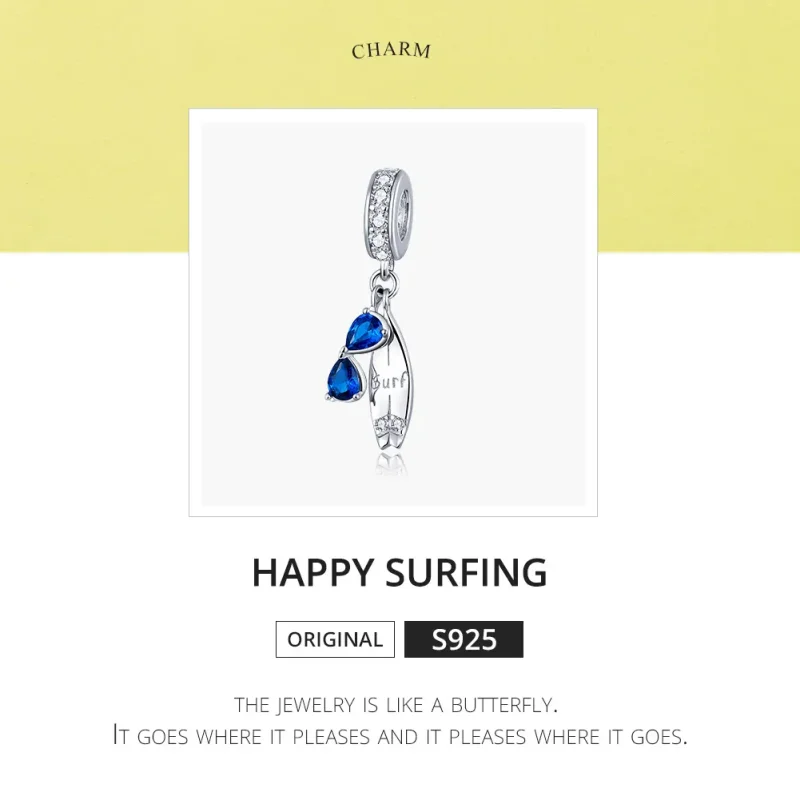 (imagine pentru) Talisman pandantiv Tip Pandora cu Surf fericit din argint - BSC263 - Vizualizare 6