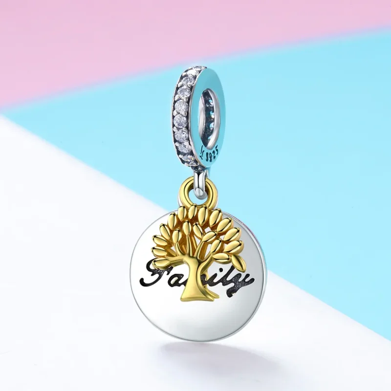 (imagine pentru) Talisman pandantiv Tip Pandora cu Vintage Life Tree în două tonuri în două nuanț - Vizualizare 2