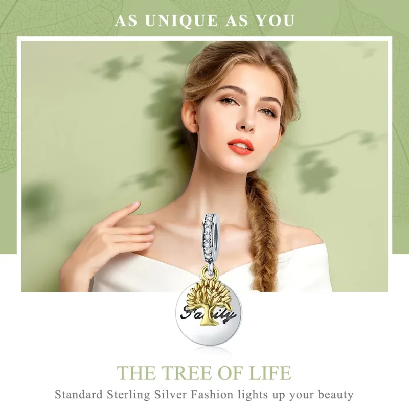 (imagine pentru) Talisman pandantiv Tip Pandora cu Vintage Life Tree în două tonuri în două nuanț - Vizualizare 6