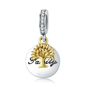 (imagine pentru) Talisman pandantiv Tip Pandora cu Vintage Life Tree în două tonuri în două nuanțe - SCC816