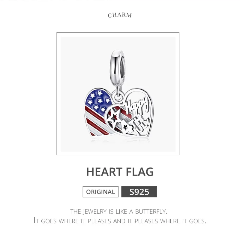 (imagine pentru) Talisman pandantiv Tip Pandora cu Ziua Independenței Americane din argint - SCC1 - Vizualizare 6