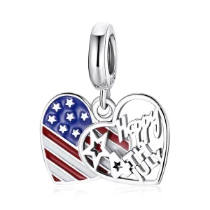(imagine pentru) Talisman pandantiv Tip Pandora cu Ziua Independenței Americane din argint - SCC1884