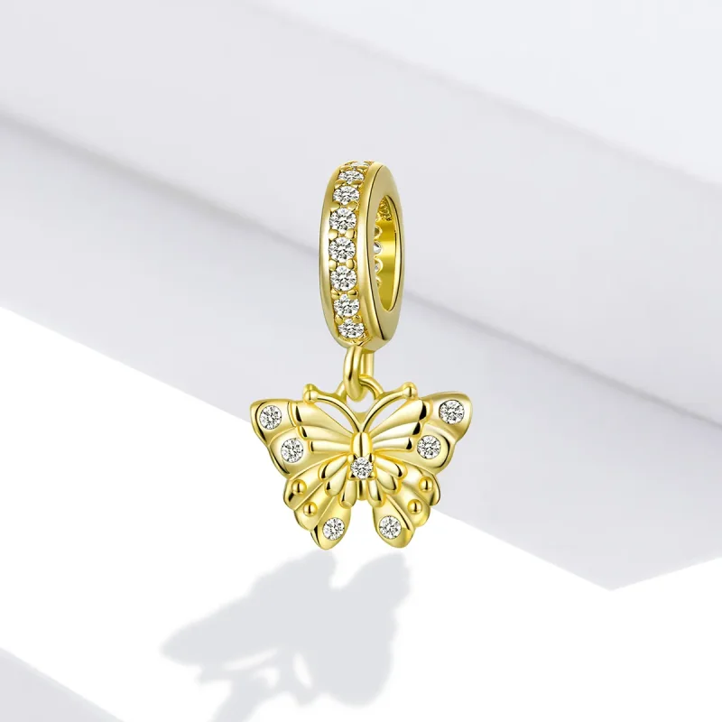 (imagine pentru) Talisman pandantiv Tip Pandora Fluture auriu placat cu aur de 14 k - BSC248 - Vizualizare 2
