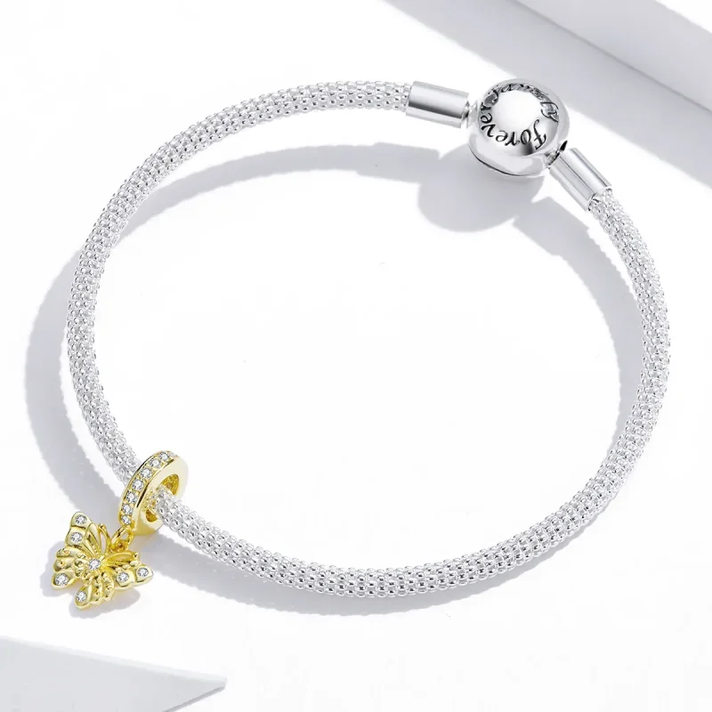 (imagine pentru) Talisman pandantiv Tip Pandora Fluture auriu placat cu aur de 14 k - BSC248 - Vizualizare 3