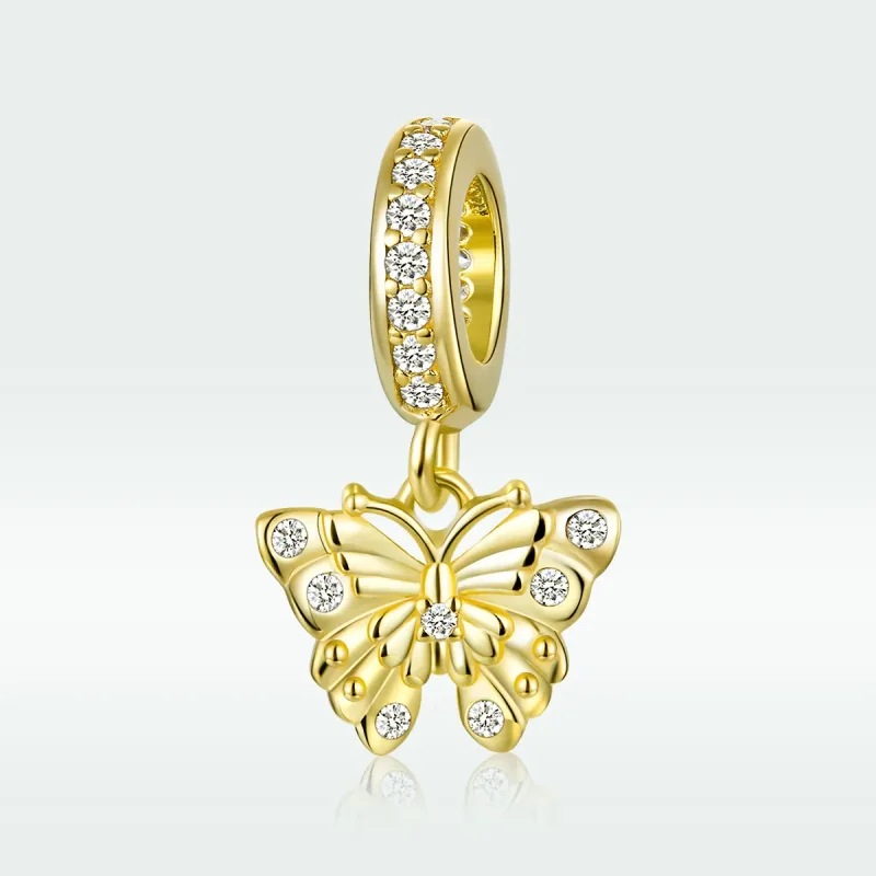 (imagine pentru) Talisman pandantiv Tip Pandora Fluture auriu placat cu aur de 14 k - BSC248 - Vizualizare 5