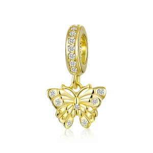(imagine pentru) Talisman pandantiv Tip Pandora Fluture auriu placat cu aur de 14 k - BSC248