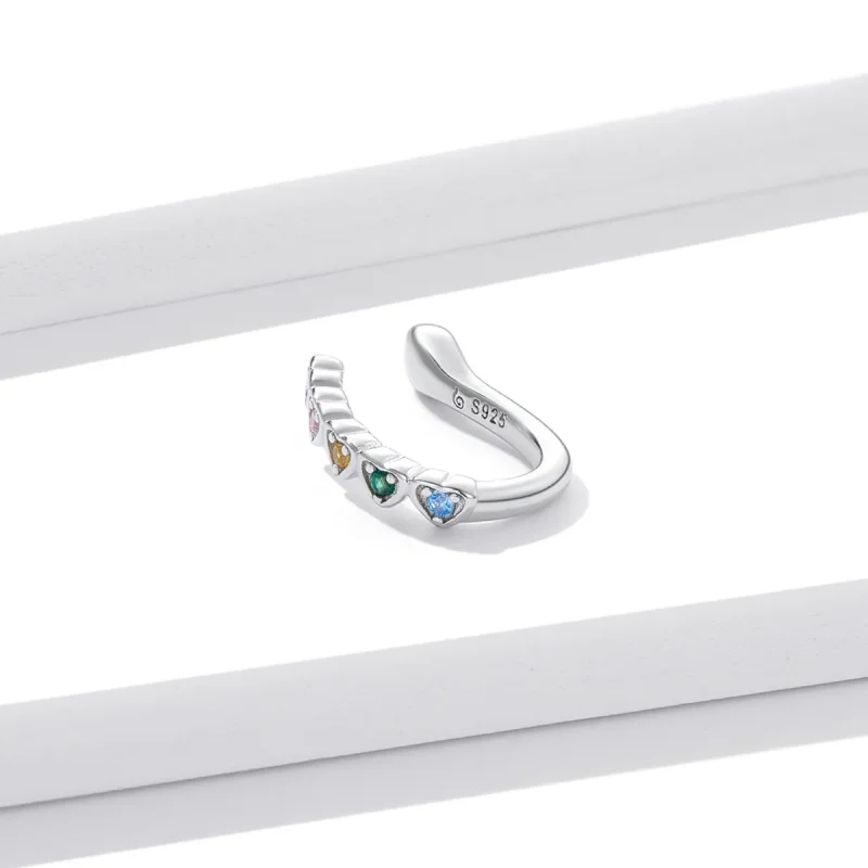 (imagine pentru) Pandora Style Rainbow Heart Ear clip - BSE573 - Vizualizare 2