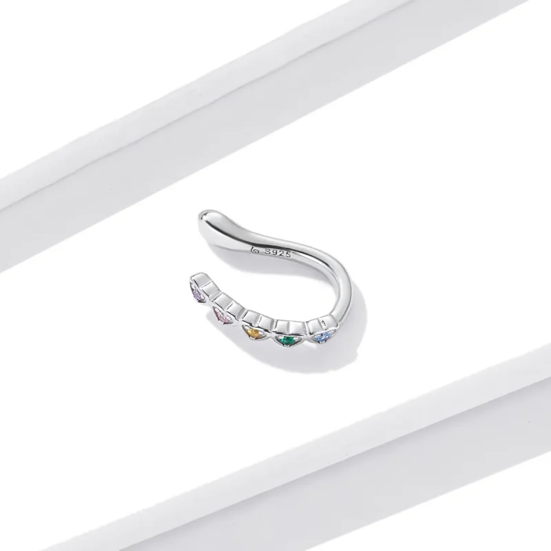 (imagine pentru) Pandora Style Rainbow Heart Ear clip - BSE573 - Vizualizare 3