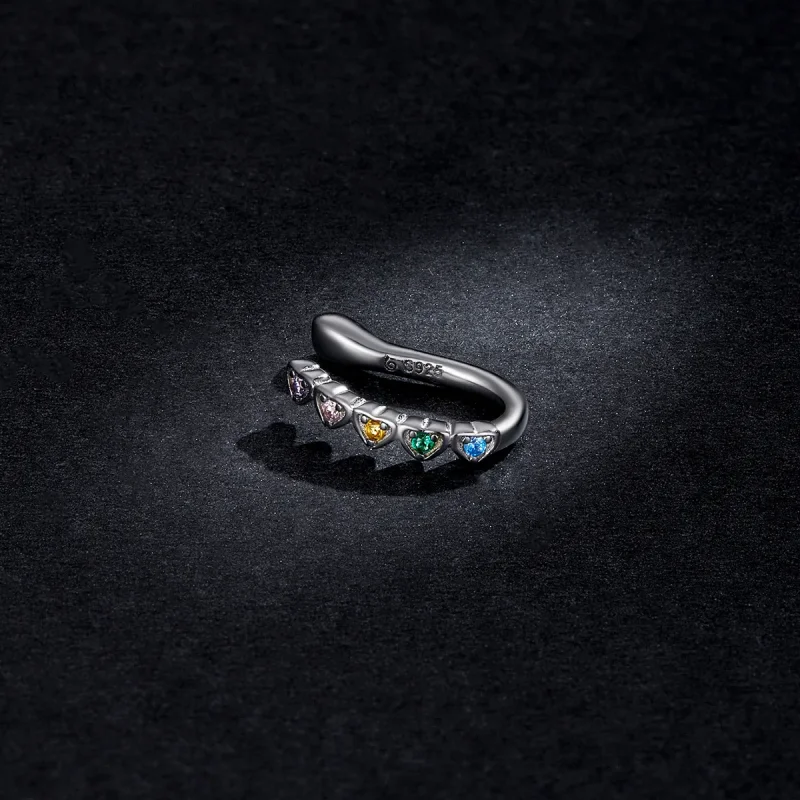 (imagine pentru) Pandora Style Rainbow Heart Ear clip - BSE573 - Vizualizare 5