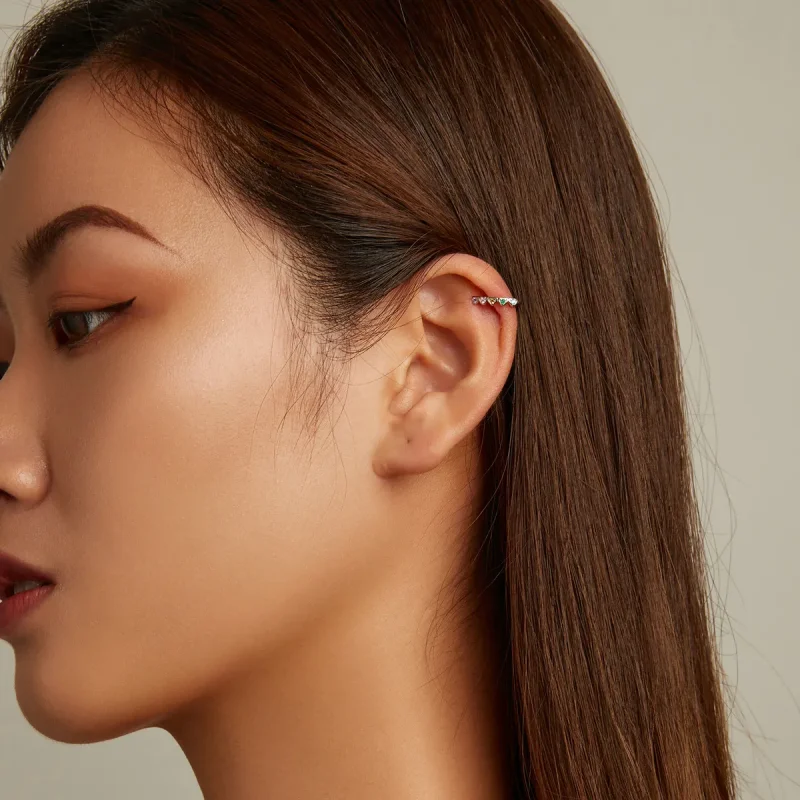 (imagine pentru) Pandora Style Rainbow Heart Ear clip - BSE573 - Vizualizare 7
