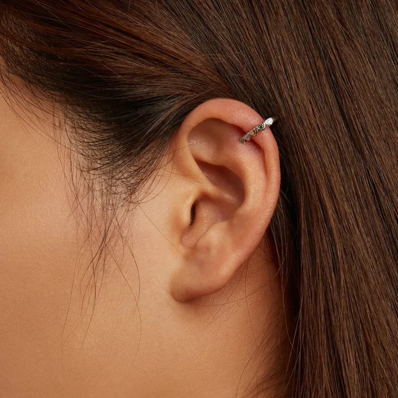 (imagine pentru) Pandora Style Rainbow Heart Ear clip - BSE573 - Vizualizare 8