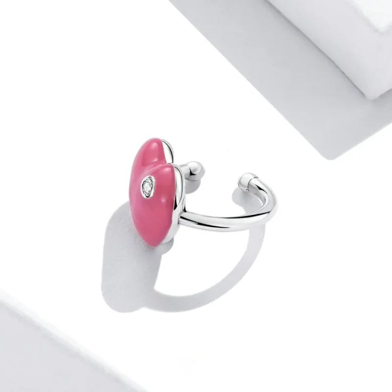 (imagine pentru) Stil Pandora clip pentru ureche cu inimă roșie - SCE1362 - Vizualizare 3
