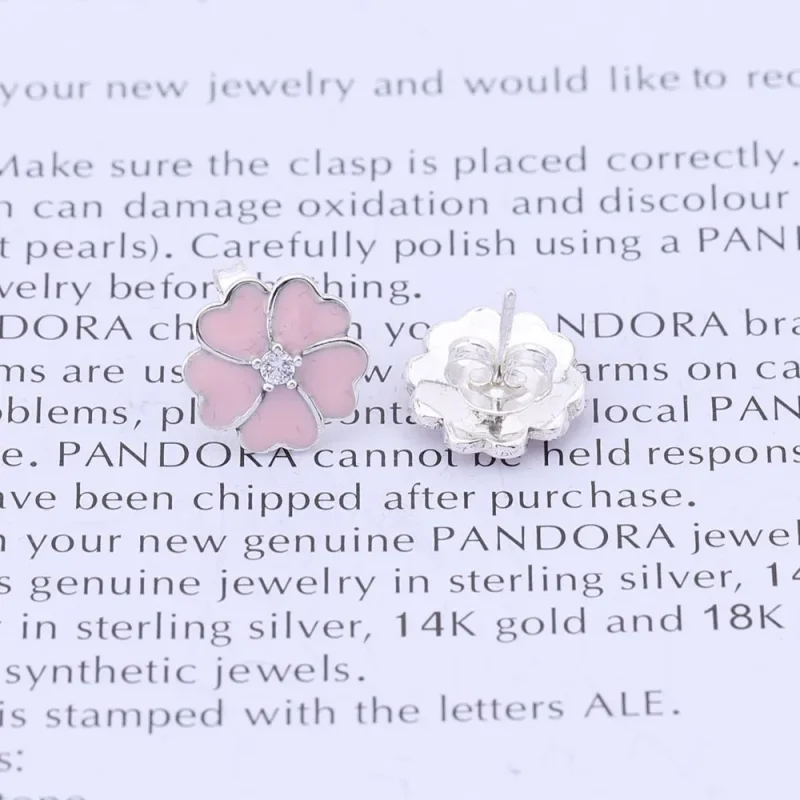 (imagine pentru) Cercei cu flori din argint 925, zirconiu cubic şi email alb - 29 - Vizualizare 3